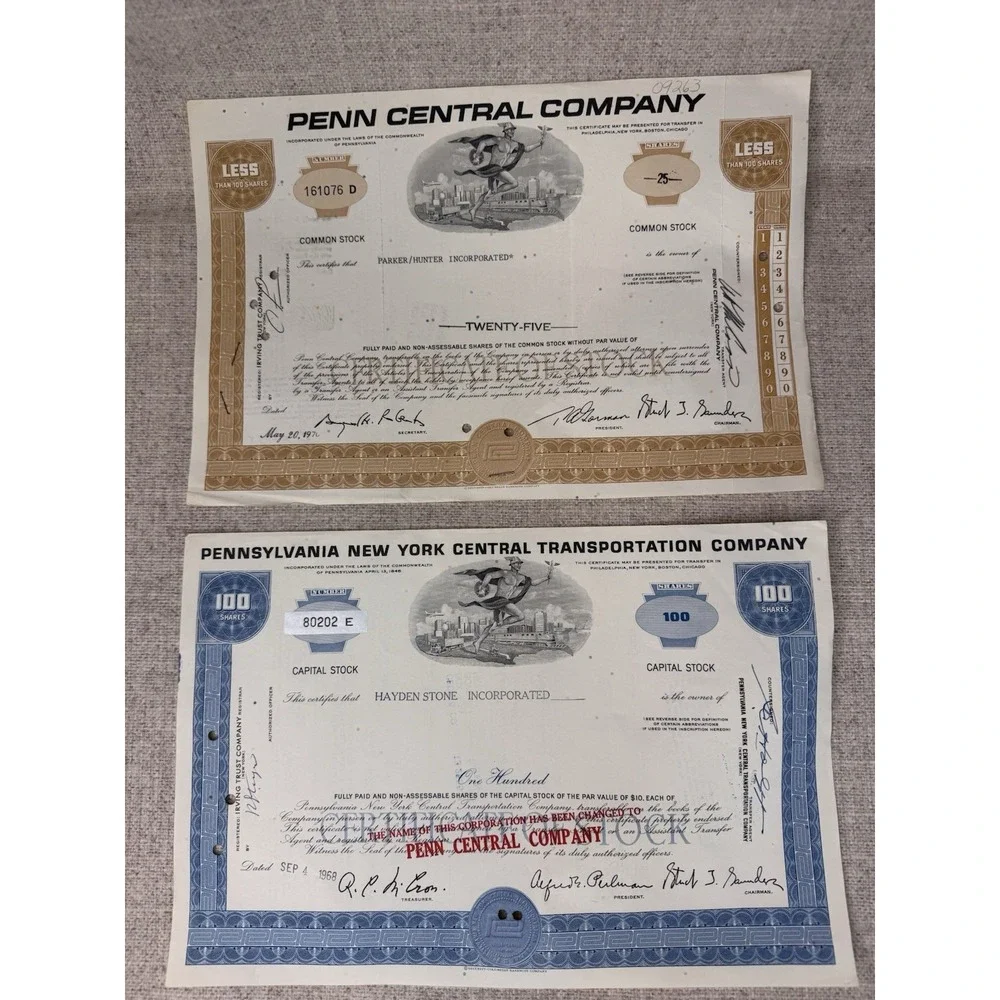 Lot Of 9 United States Vintage Paper stocks & bonds certificates 1930-1982
